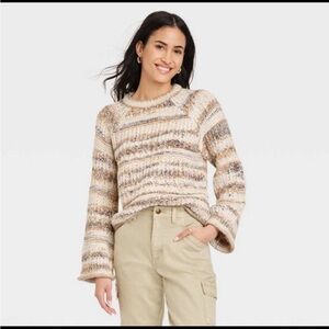 Universal Thread Chunky Knit Sweater Long Sleeve Rolled Hem Brown women M